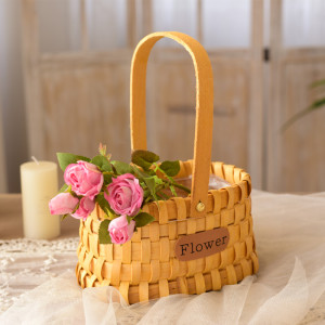 创意编织木片草编藤编花盆插花花篮手工多肉盆栽绿萝竹编田园篮子