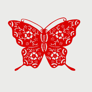 百色 传统手工窗花蝴蝶儿童教学剪纸作品图 玻璃窗墙壁镂空贴纸画