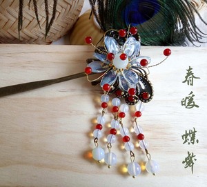春暖玉簪花手工发簪发插步摇流苏汉服头饰古典发饰古代古装配饰