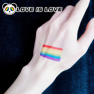 lgbt六色彩虹旗纹身贴贴脸一次性手背男女同志应援游行装饰品les