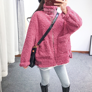 加厚羊羔服羊羔毛外套女网红皮毛一体短款冬2020新款显瘦粉色外衣