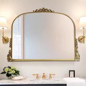 法式复古浴室镜美式玄关镜拱形欧式卫浴镜挂镜子卫生间梳妆装饰镜