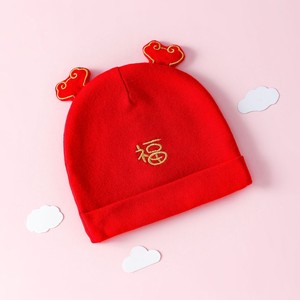 初生婴儿单层帽子夏季纯棉大红色帽薄款红色新生儿宝宝胎帽