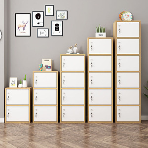 简易学生带门全带锁储物柜书柜小柜子自由组合儿童柜收纳柜阳台柜