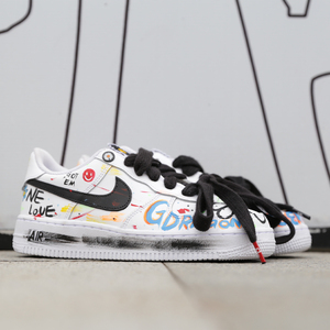205 custom耐克af1纯白小雏菊涂鸦定制空军一号gd权志龙diy休闲鞋