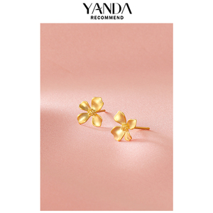 艳炟925纯银小花朵耳饰金色丁香花耳钉简约冷淡风复古气质银耳钉