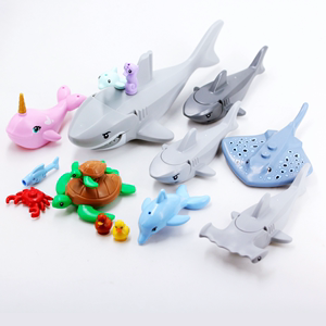 LEGO乐高 60377 海洋动物 海龟鲨鱼海豚鳄鱼魔鬼鱼 锤头鲨 独角鲸