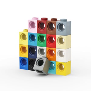 LEGO乐高 6541 科技配件 1x1 带1孔砖孔梁 黑 白 红 蓝 浅灰 深灰