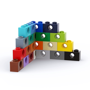 LEGO乐高 3700 1x2带1孔 孔砖 孔梁 方梁 黑白 红黄蓝米 浅灰深灰