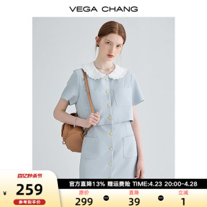 VEGA CHANG假两件连衣裙女2024夏季新款高级感小个子法式显瘦裙子