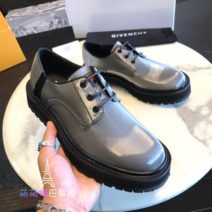 givenchy纪梵希20秋冬新款男士亮面皮鞋低帮厚底防滑系带休闲男鞋