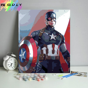 diy数字油画美国队长手工填充装饰油彩自画减压手绘 可来图定制图