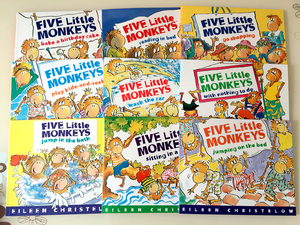 Five Little Monkeys五只小猴子廖彩杏英文儿童绘本故事9册点读版