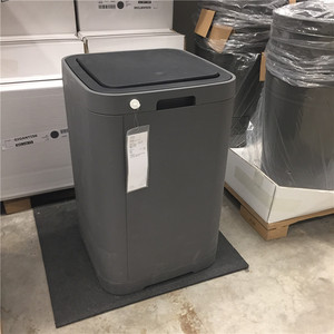 ikea宜家国内代购 乔迪克 按压式垃圾桶, 深灰色60l大号塑料桶
