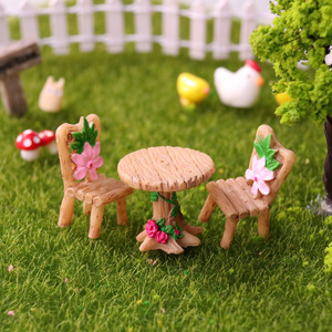 田园风格圆桌椅摆件微景观多肉盆栽沙盘模型装饰品迷你咖啡桌椅子