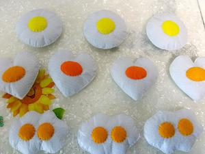 不织布成品幼儿园教具手工鸡蛋荷包蛋煎蛋早餐便当创意礼品包邮