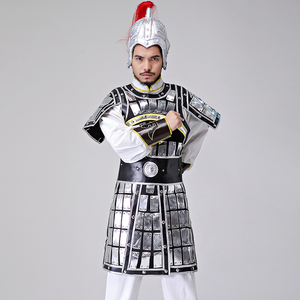 影视古装白袍小将赵子龙盔甲武士战袍铠甲群演服装道具士兵演出服