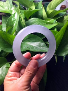 盛锦珠宝 天青冻冰种高货天然玉石手镯圆条福镯佘太翠民族饰品