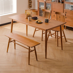 联邦家具北欧全实木餐桌家用小户型日式简约樱桃木白橡木餐桌椅