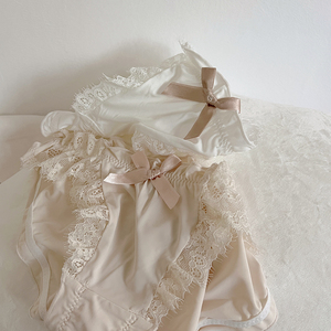 moonshine法式奶油牛奶丝睫毛蕾丝内裤女士纯棉档纯欲性感三角裤