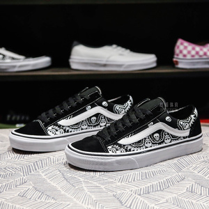 vans范斯style 36黑白低帮腰果花骷髅印花休闲帆布鞋vn0a54f6d9s