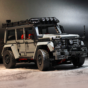 乐高奔驰大g灰色越野车男生成人汽车遥控动力组展示盒积木玩具
