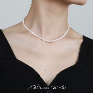 14k天然珍珠脖颈链轻奢锁骨链简约气质年轻款装饰项链女潮网红