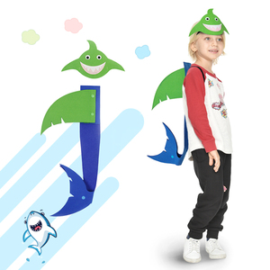 儿童鲨鱼尾巴头饰走秀服饰套装幼儿园游戏道具baby讲故事shark