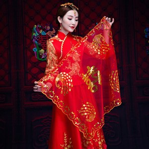 包邮传统中国风结婚礼红盖头新娘盖头大方巾中式新娘头纱婚庆用品