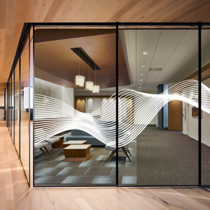 公司办公室玻璃贴膜曲线线条磨砂透明防窥视透光不透人窗贴纸定制