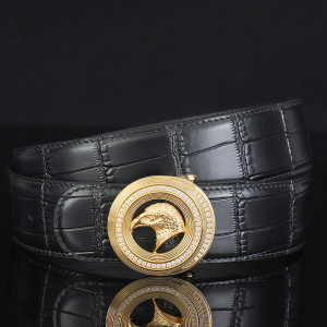 史蒂芬皮带男士进口头层牛皮鳄鱼纹鹰头高档奢侈品正品真皮腰带