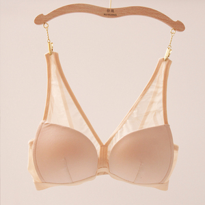 徐凰100真丝无钢圈网纱透明内衣超薄透视露背薄款蚕丝文胸bra夏季