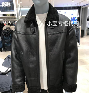 杰克琼斯男士秋冬加绒加厚机车立领人造革皮衣外套220409005