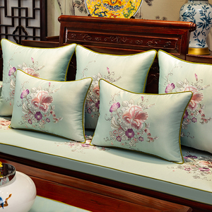 新中式红木沙发垫古典家具坐垫实木圈椅防滑罗汉床垫子五件套定制