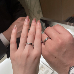 tiffany/蒂芙尼18k玫瑰金 tco经典签名款戒指 三钻 男女情侣对戒