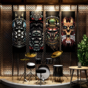 酒吧挂画清吧包厢墙面装饰壁画工业风骑士酒馆背景墙画ktv装饰画