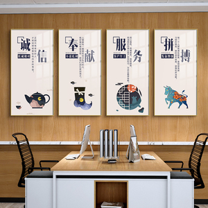 企业文化墙装饰画公司会议室壁画合作共赢字画办公室励志标语挂画