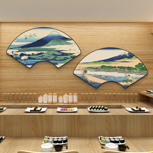 浮世绘装饰画日式扇形餐馆壁画寿司店背景墙装饰神奈川冲浪里挂画