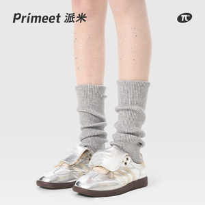PRIMEET/派米袜套女春秋灰色格雷系腿套日系堆堆袜夏季小腿袜长袜