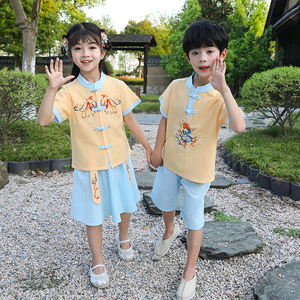女童中国风汉服兄妹装幼儿园夏季中小童六一儿童节民族演出服唐装