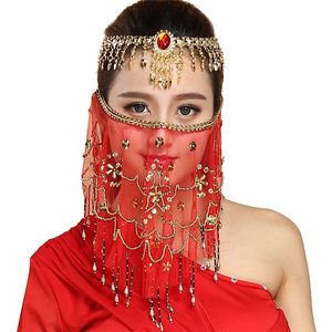 肚皮舞金属钻链面纱舞台夜店面具印度舞面罩西域风情头饰品女遮脸
