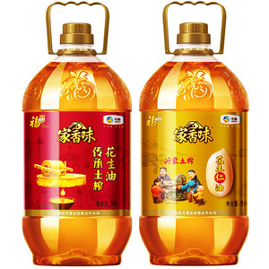 福临门家香味土榨花生仁油5lx2 桶一级压榨花生油家庭食用油中粮