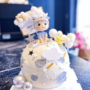新年网红小鹿宝宝一周岁摆件麋鹿生日蛋糕烘焙装饰女孩派对甜品店