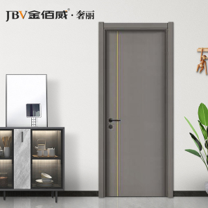 金佰威木门室内门灰色极简现代简约卧室门定制套装面漆实木复合门