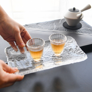 冰块玻璃茶杯垫日式水晶琉璃加厚耐热茶杯托水杯餐垫托盘家用茶碟