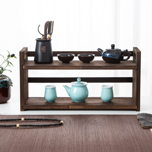 博古架多宝格桌面小型收纳置物茶杯茶具架实木新中式摆件现代高档