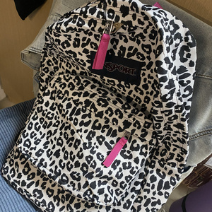 jansport豹纹杰斯伯双肩包经典女生书包欧美时尚休闲背包