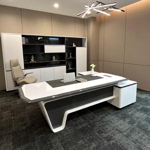 时尚科技感总裁桌创意烤漆老板桌简约现代办公桌椅组合单人大班台