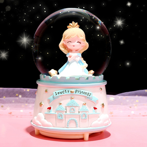 梦幻城堡公主旋转水晶球音乐盒小女生儿童女孩生日礼物八音盒摆件