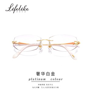 同款货源于春恒淘宝实体店正品 韩国yein魅影无框切边镶钻近视